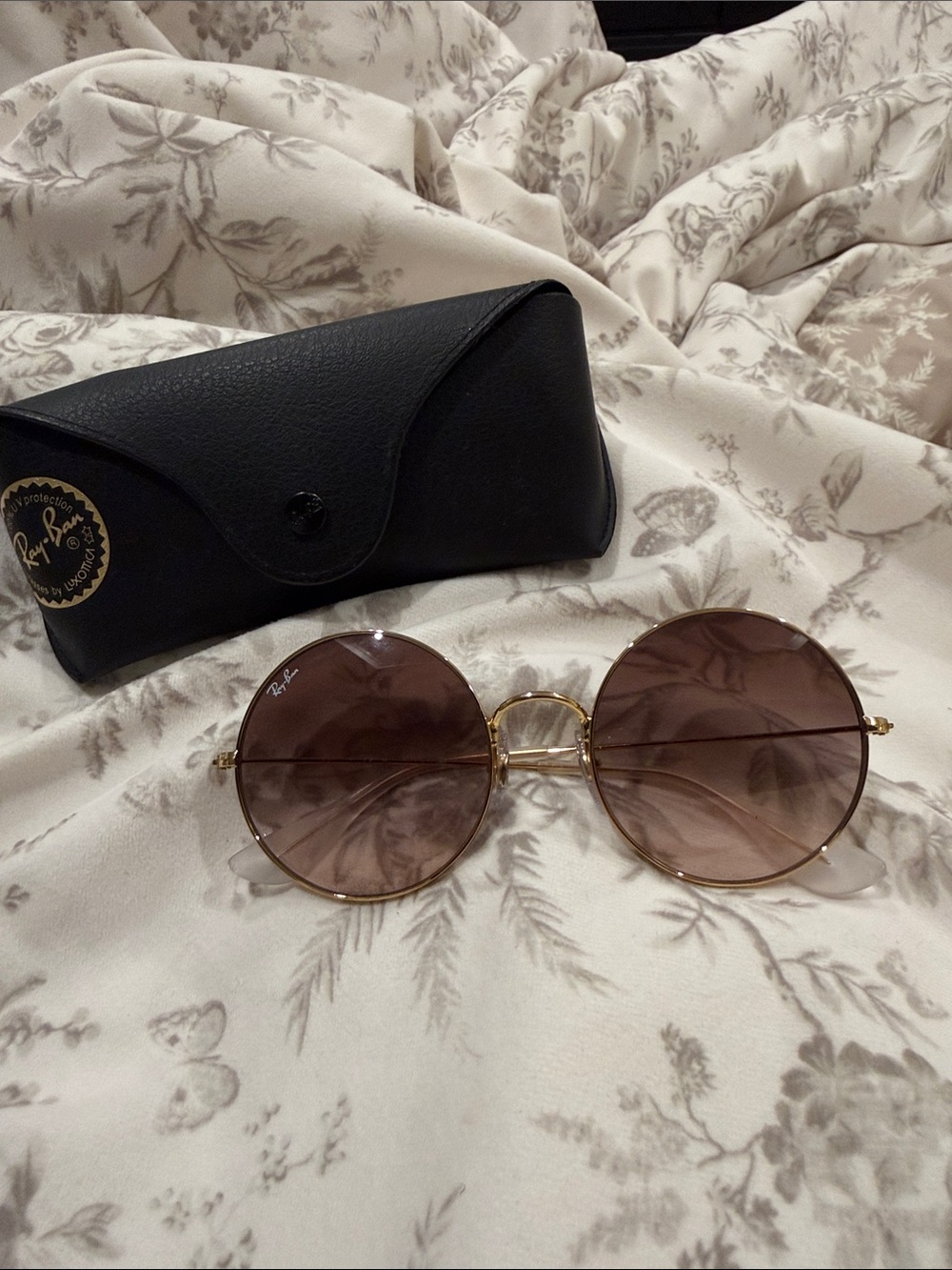 Ray-Ban Gold Frame Sunglasses with Brown Lenses